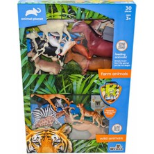 paraply SH-D6101 Kutulu 30 Parça Vahşi Çiftlik Hayvanları Kız Erkek Çocuk Oyuncak Eğitici Oyuncaklar