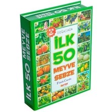 OMZ 1420 Dıytoy, Flash Cards - Ilk 50 Meyve - Sebze / +12 Ay Kız Erkek Çocuk Oyuncak Eğitici Oyuncaklar