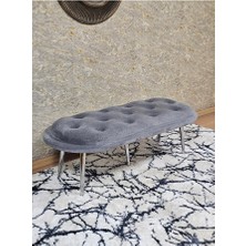 Zafir Ufo Oturak Bench - Krom Kaplama Sivriltme Ayak - Oturak - Bench - Puf - Yatak Ucu Pufu Gri Renk 100 x 50 Boyut/ebat