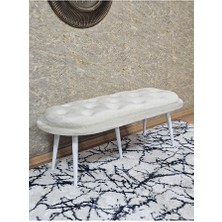 Zafir Ufo Oturak Bench - Beyaz Boyalı Sivriltme Ayak - Oturak - Bench - Puf - Yatak Ucu Pufu Krem Renk 100 x 50 Boyut/ebat
