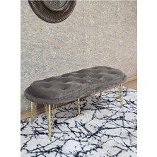 Zafir Ufo Oturak Bench - Gold Kaplama Telli Ayak - Oturak - Bench - Puf - Yatak Ucu Pufu Kahverengi Renk 100 x 50 Boyut/ebat