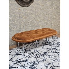 Zafir Ufo Oturak Bench - Krom Kaplama Sivriltme Ayak - Oturak - Bench - Puf - Yatak Ucu Pufu Turuncu Renk 100 x 50 Boyut/ebat