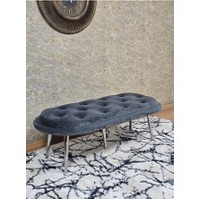 Zafir Ufo Oturak Bench - Krom Kaplama Sivriltme Ayak - Oturak - Bench - Puf - Yatak Ucu Pufu Füme Renk 100 x 50 Boyut/ebat