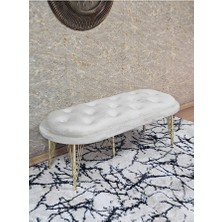 Zafir Ufo Oturak Bench - Gold Kaplama Telli Ayak - Oturak - Bench - Puf - Yatak Ucu Pufu Krem Renk 100 x 50 Boyut/ebat