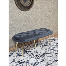 Zafir Ufo Oturak Bench - Gold Kaplama Sivriltme Ayak - Oturak - Bench - Puf - Yatak Ucu Pufu Füme Renk 100 x 50 Boyut/ebat