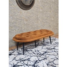 Zafir Ufo Oturak Bench - Siyah Boyalı Sivriltme Ayak - Oturak - Bench - Puf - Yatak Ucu Pufu Turuncu Renk 100 x 50 Boyut/ebat