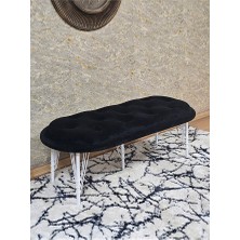 Zafir Ufo Oturak Bench - Beyaz Boyalı Telli Ayak - Oturak - Bench - Puf - Yatak Ucu Pufu Siyah Renk 100 x 50 Boyut/ebat