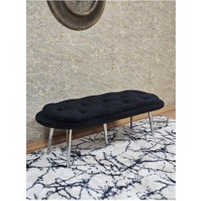 Zafir Ufo Oturak Bench - Krom Kaplama Sivriltme Ayak - Oturak - Bench - Puf - Yatak Ucu Pufu Siyah Renk 100 x 50 Boyut/ebat