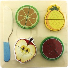 OMZ Ahşap Kesilebilir Meyveler Elma Karpuz Ananas Mandalina Kız Erkek Çocuk Oyuncak Eğitici Oyuncaklar