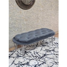 Zafir Ufo Oturak Bench - Krom Kaplama Telli Ayak - Oturak - Bench - Puf - Yatak Ucu Pufu Füme Renk 100 x 50 Boyut/ebat