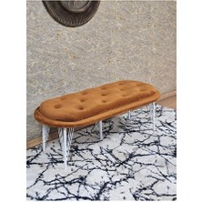 Zafir Ufo Oturak Bench - Beyaz Boyalı Telli Ayak - Oturak - Bench - Puf - Yatak Ucu Pufu Turuncu Renk 100 x 50 Boyut/ebat