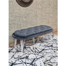 Zafir Ufo Oturak Bench - Beyaz Boyalı Telli Ayak - Oturak - Bench - Puf - Yatak Ucu Pufu Füme Renk 100 x 50 Boyut/ebat