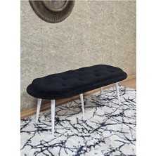 Zafir Ufo Oturak Bench - Beyaz Boyalı Sivriltme Ayak - Oturak - Bench - Puf - Yatak Ucu Pufu Siyah Renk 100 x 50 Boyut/ebat