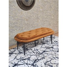 Zafir Ufo Oturak Bench - Siyah Boyalı Telli Ayak - Oturak - Bench - Puf - Yatak Ucu Pufu Turuncu Renk 100 x 50 Boyut/ebat