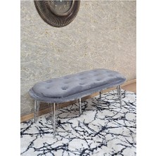 Zafir Ufo Oturak Bench - Krom Kaplama Telli Ayak - Oturak - Bench - Puf - Yatak Ucu Pufu Gri Renk 100 x 50 Boyut/ebat