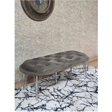 Zafir Ufo Oturak Bench - Krom Kaplama Telli Ayak - Oturak - Bench - Puf - Yatak Ucu Pufu Kahverengi Renk 100 x 50 Boyut/ebat