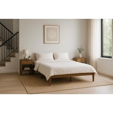 Pinoxi 150CM x 200CM Ceviz Renk Doğal Masif Ahşap Butik Karyola Ceviz Renk Başlıksız