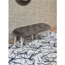 Zafir Ufo Oturak Bench - Beyaz Boyalı Telli Ayak - Oturak - Bench - Puf - Yatak Ucu Pufu Kahverengi Renk 100 x 50 Boyut/ebat