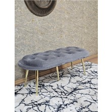 Zafir Ufo Oturak Bench - Gold Kaplama Sivriltme Ayak - Oturak - Bench - Puf - Yatak Ucu Pufu Gri Renk 100 x 50 Boyut/ebat