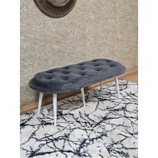 Zafir Ufo Oturak Bench - Beyaz Boyalı Sivriltme Ayak - Oturak - Bench - Puf - Yatak Ucu Pufu Füme Renk 100 x 50 Boyut/ebat