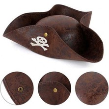 Zero Land Techmrt Kaptan Jack Korsan Şapkası Vinleks Deri Denizci Korsan Şapkası