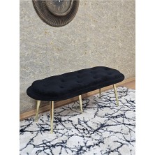 Zafir Ufo Oturak Bench - Gold Kaplama Sivriltme Ayak - Oturak - Bench - Puf - Yatak Ucu Pufu Siyah Renk 100 x 50 Boyut/ebat