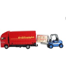 OMZ Man Kırmızı Kamyon ve Forklift Kız Erkek Çocuk Oyuncak Eğitici Oyuncaklar