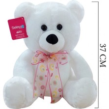 OMZ 1178B Selay, Oturan Ayı 37CM Beyaz Kız Erkek Çocuk Oyuncak Eğitici Oyuncaklar
