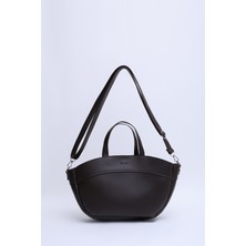 SHAKA Kahve Rengi SHK199 Suni Deri Tek Bölmeli, Makyaj Çantalı,çift Askılı El. Kol ve Omuz Çantası