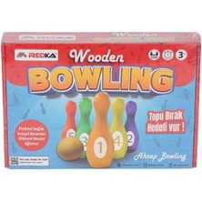 OMZ 5821 Redka -Wooden Bowling Kız Erkek Çocuk Oyuncak Eğitici Oyuncaklar