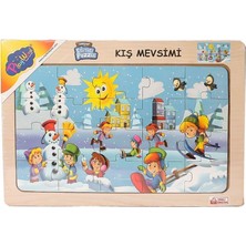 OMZ ONY-109-110-111-112 Ahşap Eğitici Çocuk Puzzle -Kış Mevsimi Kız Erkek Çocuk Oyuncak Eğitici Oyuncakl