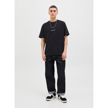 Jack & Jones Bisiklet Yaka Siyah Erkek T-Shirt 12282892_JORNORREBRO Emb Tee Ss Cre