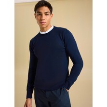 People By Fabrika Polo Yaka Relaxed Düz Lacivert Erkek Kazak PBF5WM-KZK 5049