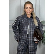 Muna Boutique Önden Düğmeli Beli Lastikli Kadın Lacivert Alt Üst Takım