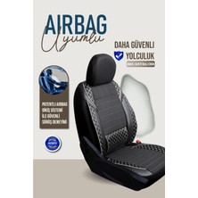 Castor Otomotiv Fiat Egea Sedan Uyumlu Lüx Bel Destekli Mars Yarı Deri Oto Koltuk Kılıfı Siyah Beyaz Renk