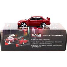 OMZ Tarmac Works 1/64 Mitsubishi Lancer Gsr Evolution Iı Red With Tarmac Cards Kız Erkek Çocuk Oyuncak E
