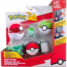 OMZ Pok PKW2715 Pokemon Clip \'n\' Go Pokeball Kemer ve Bulbasaur -Necotoys Kız Erkek Çocuk Oyuncak Eğit