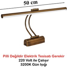 Merwish Flüt LED Aplik 50 cm 3200K Gün Işığı | Modern Duvar Aydınlatma | Enerji Tasarruflu Banyo, Tablo ve Çalışma Masası Lambası (Eskitme)