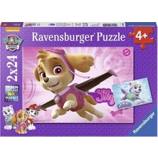 OMZ 91522 Paw Patrol Skye ve Everest 2X24 Parça Ravensburger Puzzle Kız Erkek Çocuk Oyuncak Eğitici Oyun