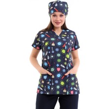 Yarasa Kol Dijital Unisex Desenli Üst - 6528 Sağlık Semboller