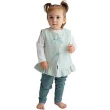 Zeyland Yeşil Kız Bebek 3’lü Takım | Yelek + Bluz + Tayt | Günlük ve Özel Gün Kullanımı