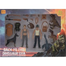 OMZ Kadın Erkek Figürlü 3 Dinozorlu ve Aksesuarlı Oyun Seti Kız Erkek Çocuk Oyuncak Eğitici Oyuncaklar