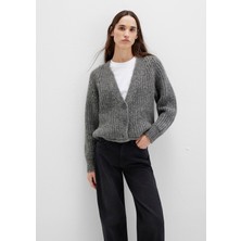 Mavi Düğme Detaylı Gri Hırka 1710386-80024