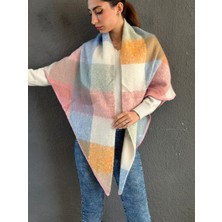 Gönülden Tasarım Yumuşak Ekose Üçgen Tığ Oyalı Kadın Şal 200X85 cm