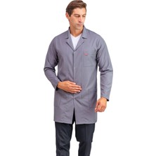 Doktor Öğretmen Erkek Önlük Ara Boy Ceket Yaka - 42 Gri