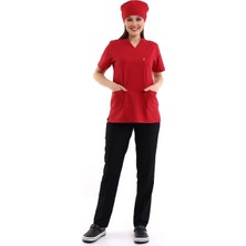 Zarf Yaka Desenli Üst - 5308 Kırmızı Küçük Kalp