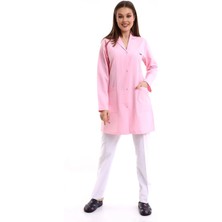 Doktor Öğretmen Kadın Önlük Ara Boy Ceket Yaka - 12 Açık Pembe