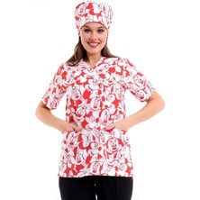 Zarf Yaka Desenli Üst - 11001 Kırmızı Micky