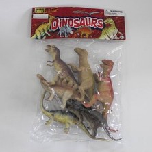 OMZ SH-9001-VARDEM Poşetli 6pcs 8 Inch Çiftlik Hayvan ve Dinozor Set Kız Erkek Çocuk Oyuncak Eğitici Oyu