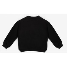 Le Mabelle Siyah  Yıldız Nakışlı Kurdele Detaylı Kız Çocuk Sweatshirt
